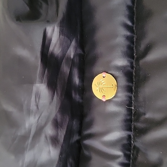 Lilly Pulitzer Navy Blue Down Feather Puffer Vest Small Floral Lining - Picture 6 of 10